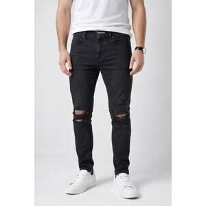 Maniere De Voir Distressed or Destroyed Black Skinny Jeans Size‎ 30"